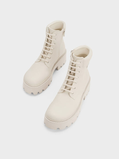 CHARLES & KEITH Signature | Ripley Ridged-Sole Ankle Boots - Chalk