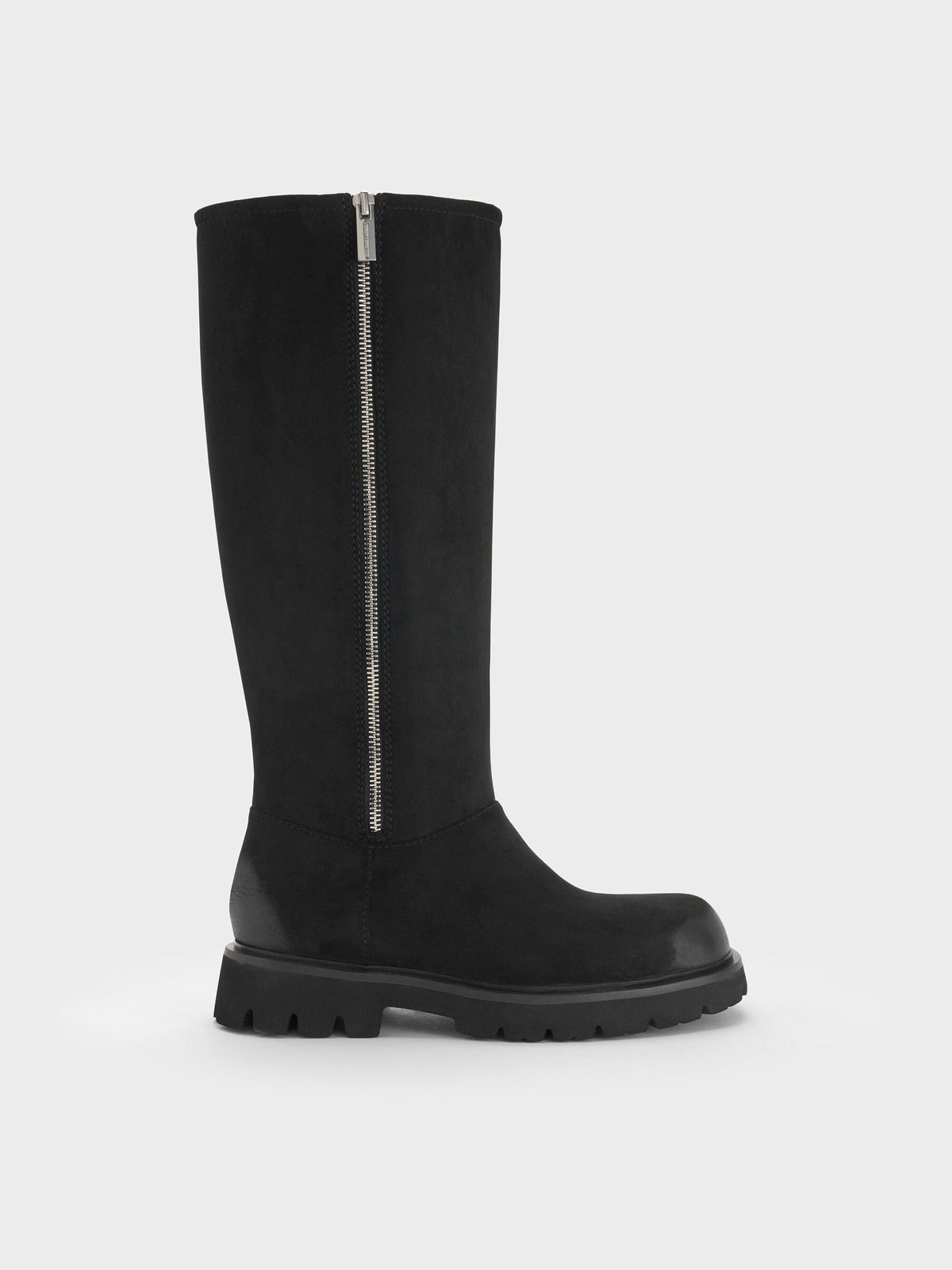 CHARLES & KEITH Premium | Rosamond Faux Suede Knee-High Boots - Black Textured