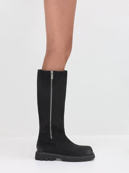 CHARLES & KEITH Premium | Rosamond Faux Suede Knee-High Boots - Black Textured