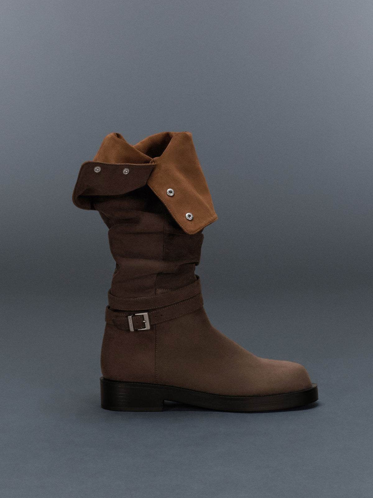 CHARLES & KEITH Exclusive | Eilis Faux Suede Thigh-High Boots - Dark Brown Textured