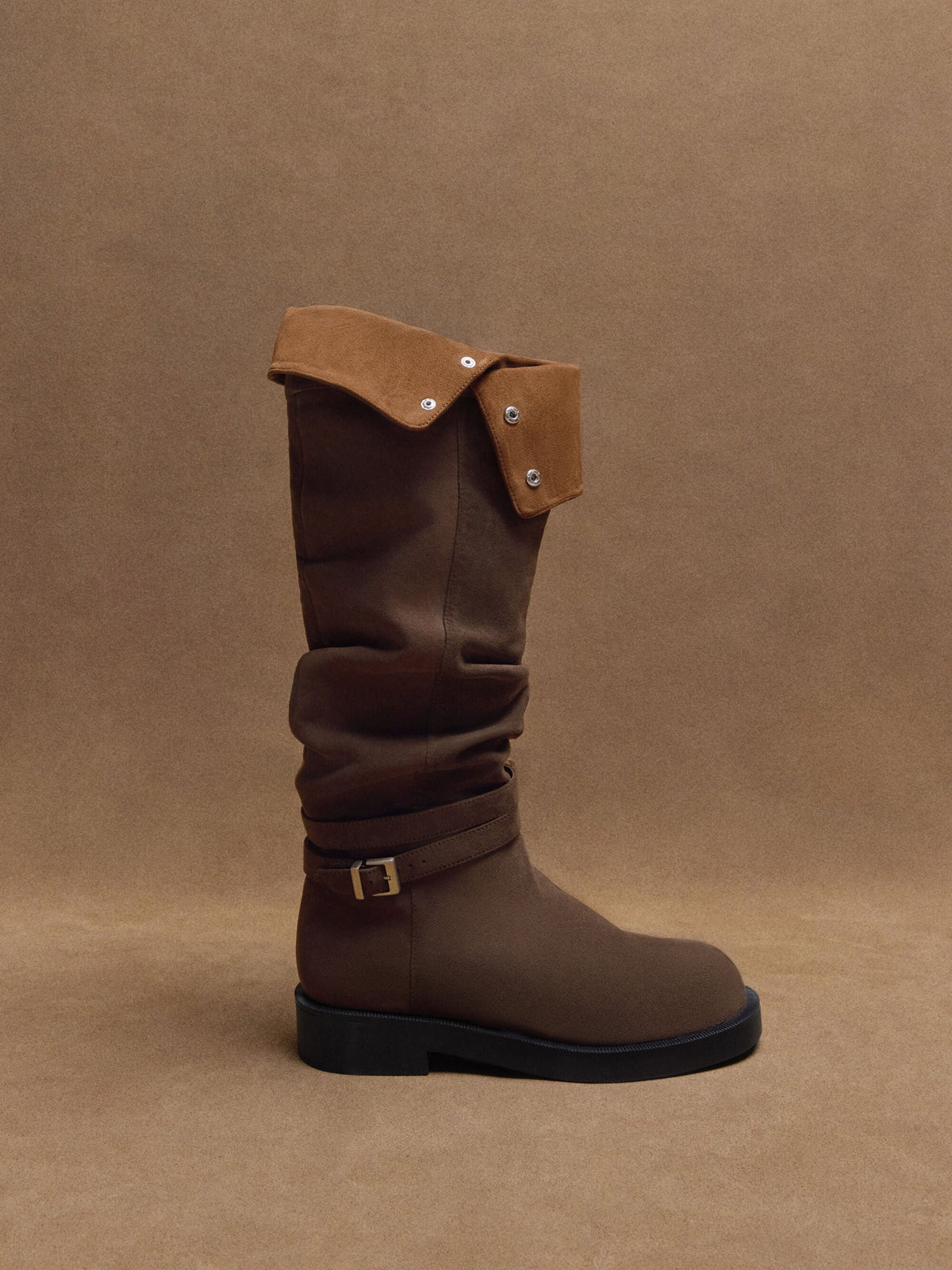 CHARLES & KEITH Exclusive | Eilis Faux Suede Thigh-High Boots - Dark Brown Textured