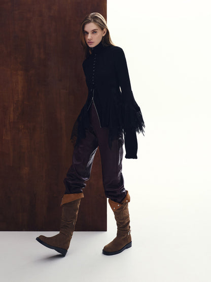 CHARLES & KEITH Exclusive | Eilis Faux Suede Thigh-High Boots - Dark Brown Textured
