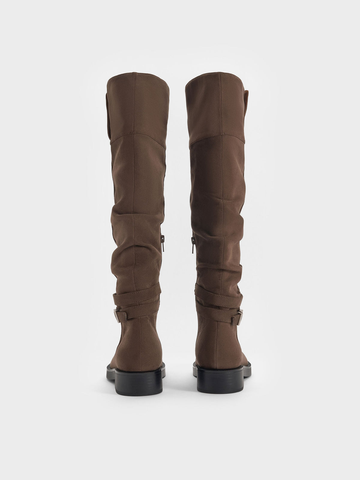 CHARLES & KEITH Exclusive | Eilis Faux Suede Thigh-High Boots - Dark Brown Textured
