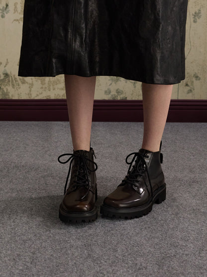 CHARLES & KEITH Customer Favorite | Ridged-Sole Side-Zip Combat Boots - Dark Brown