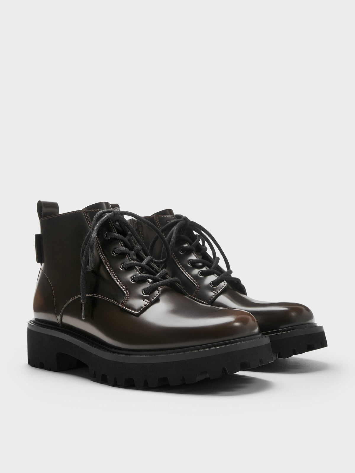 CHARLES & KEITH Customer Favorite | Ridged-Sole Side-Zip Combat Boots - Dark Brown