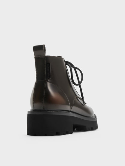CHARLES & KEITH Customer Favorite | Ridged-Sole Side-Zip Combat Boots - Dark Brown