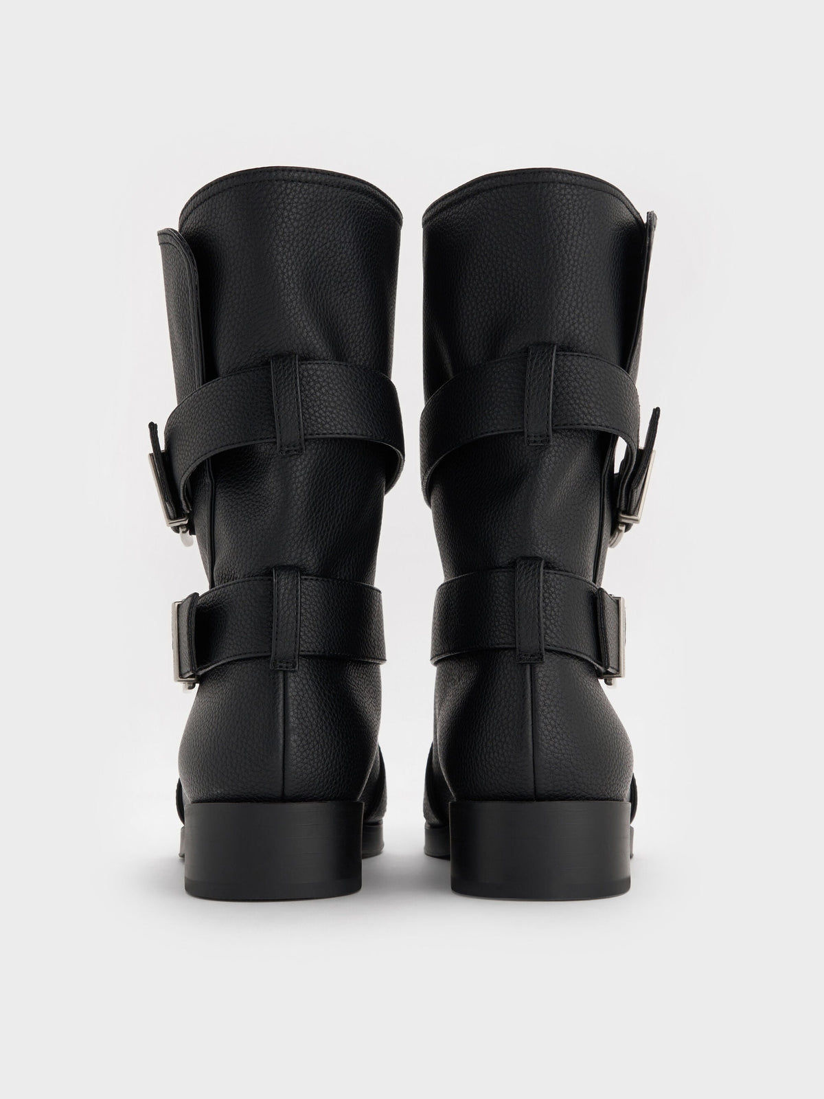 CHARLES & KEITH Exclusive | Brett Buckle-Strap Calf Boots - Black