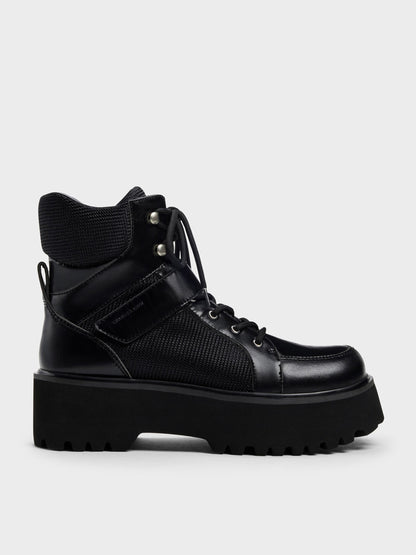 CHARLES & KEITH Best Seller | Eliot Platform Combat Boots - Black