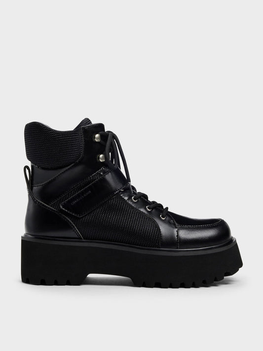 CHARLES & KEITH Best Seller | Eliot Platform Combat Boots - Black