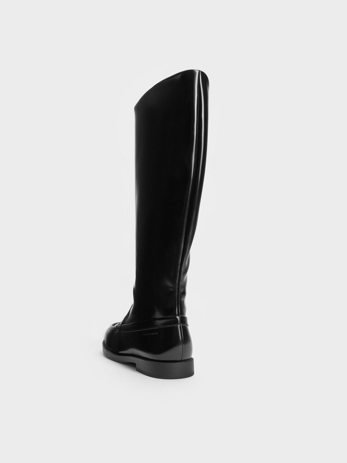 CHARLES & KEITH Popular | Jagger Knee-High Loafer-Boots - Black Box