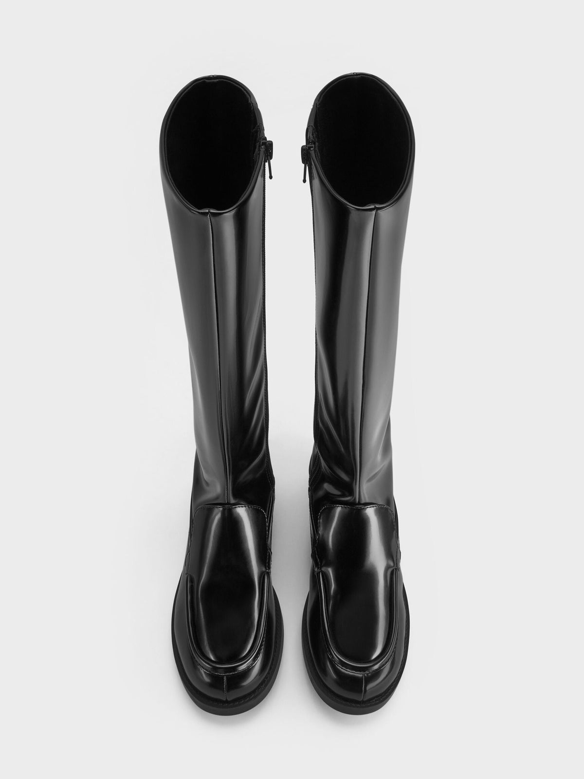 CHARLES & KEITH Popular | Jagger Knee-High Loafer-Boots - Black Box