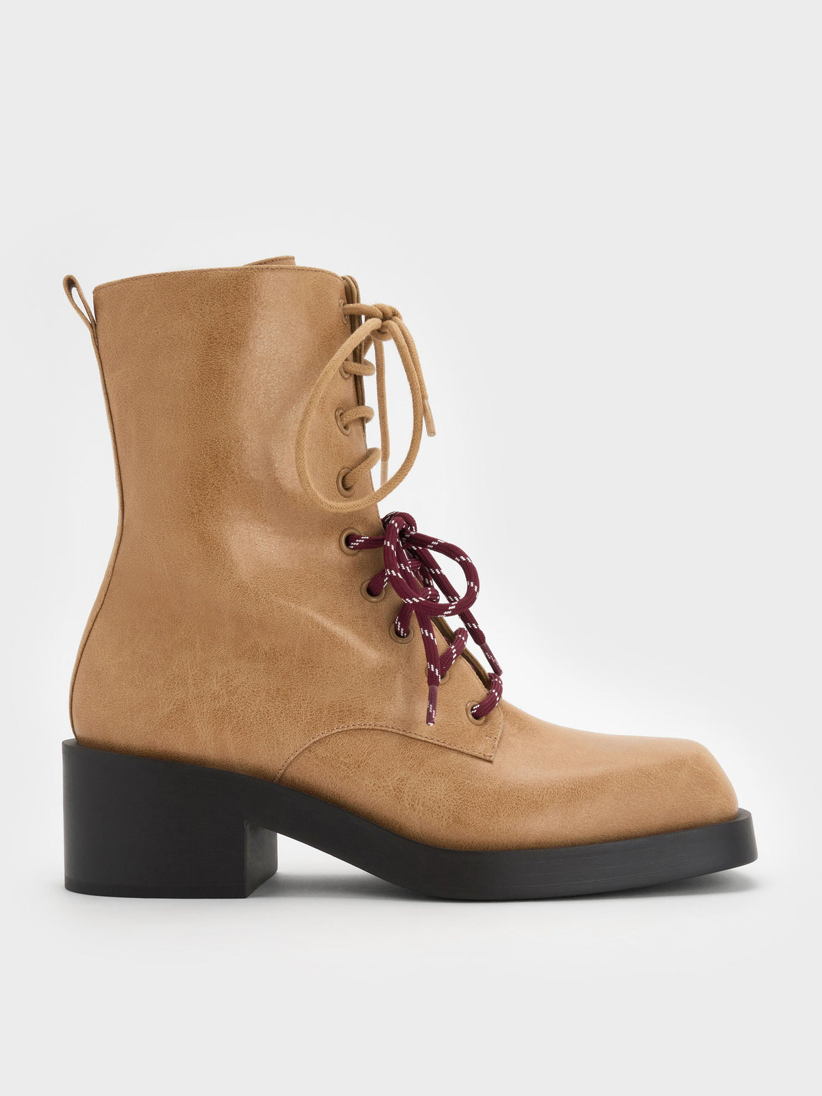 CHARLES & KEITH Great Value | Logan Double-Lace Calf Boots - Sand