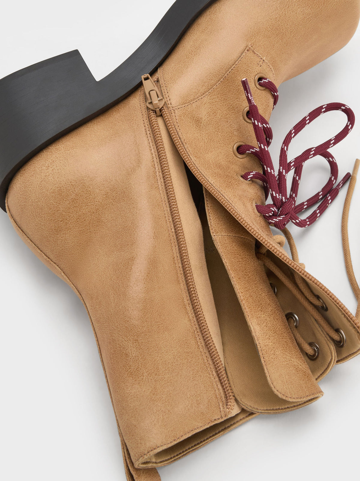 CHARLES & KEITH Great Value | Logan Double-Lace Calf Boots - Sand