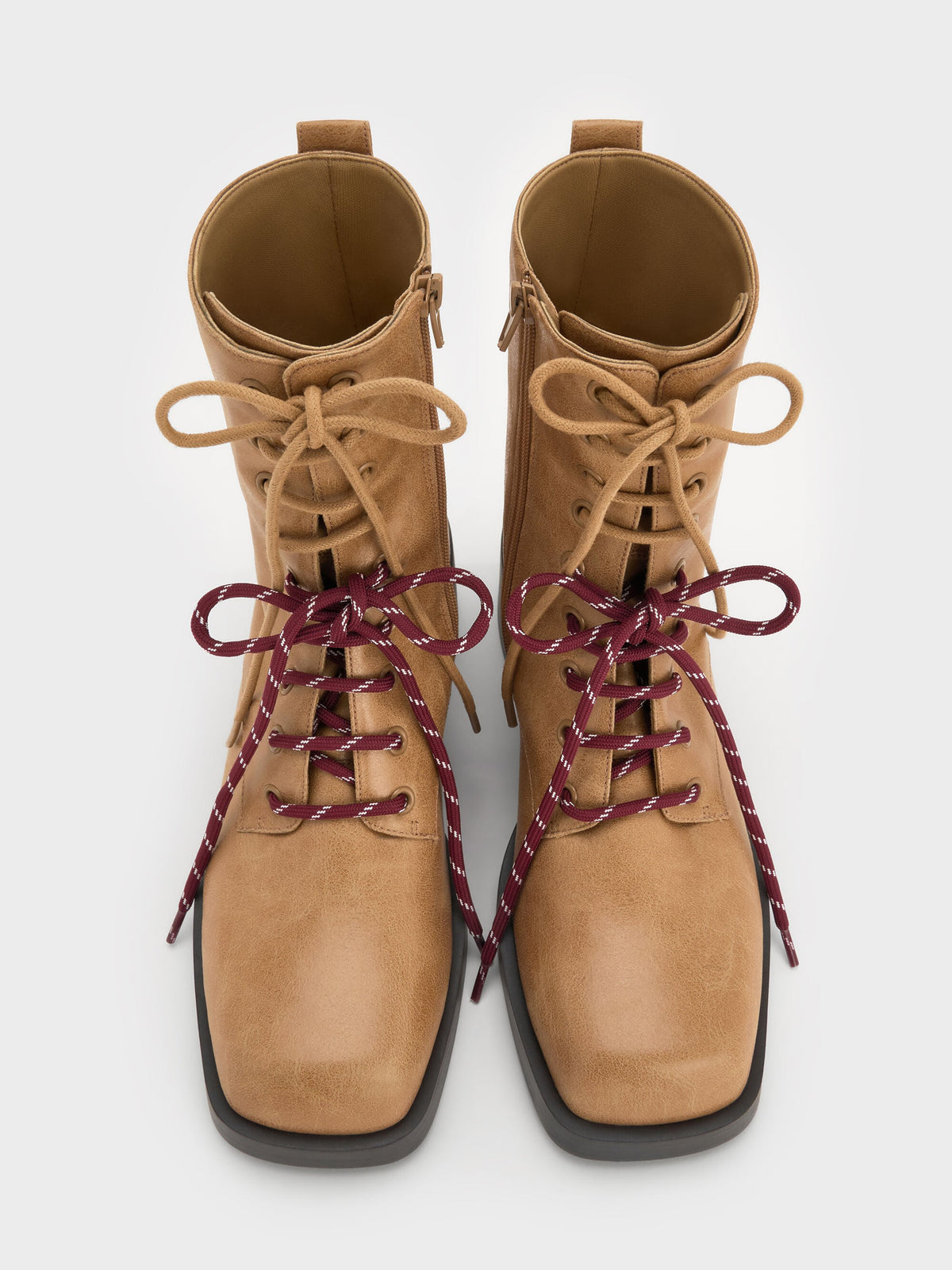 CHARLES & KEITH Great Value | Logan Double-Lace Calf Boots - Sand