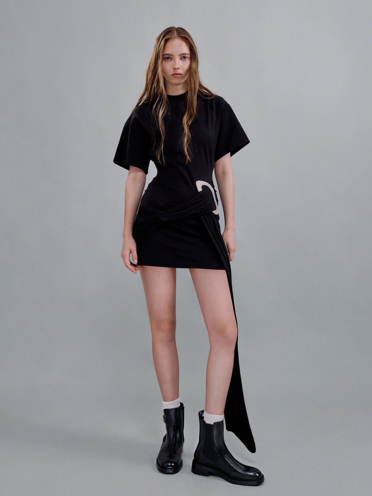 CHARLES & KEITH Exclusive | Lando Metallic-Buckle Chelsea Boots - Black Box