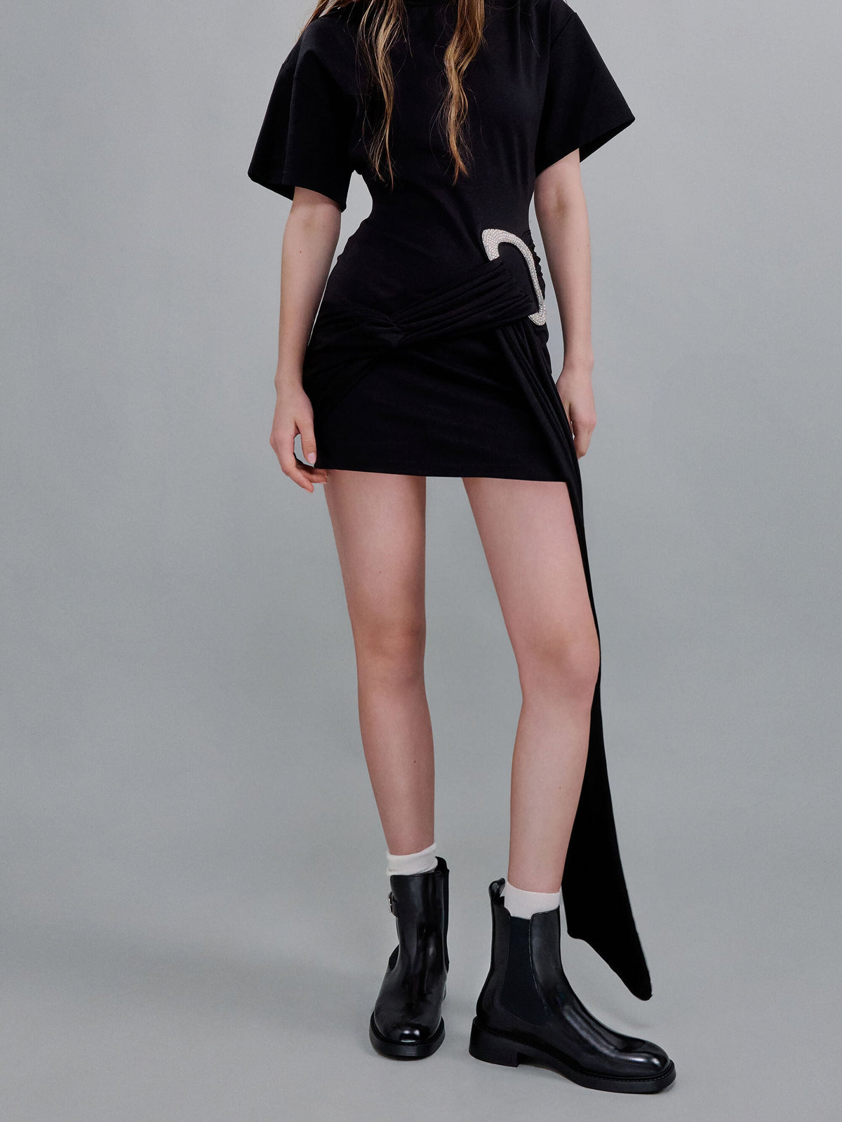 CHARLES & KEITH Exclusive | Lando Metallic-Buckle Chelsea Boots - Black Box
