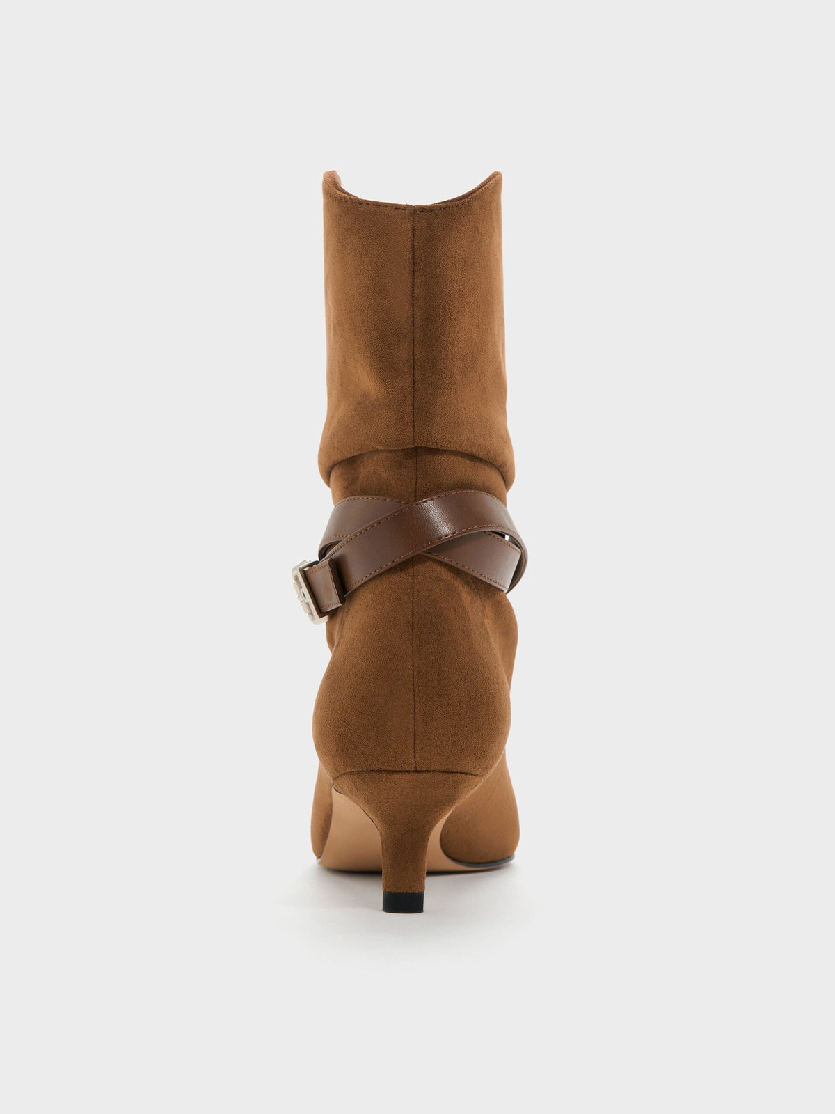 CHARLES & KEITH Popular | Karter Faux Suede Kitten-Heel Boots - Cognac