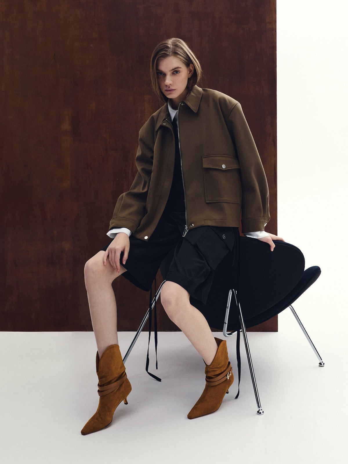 CHARLES & KEITH Popular | Karter Faux Suede Kitten-Heel Boots - Cognac