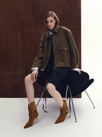 CHARLES & KEITH Popular | Karter Faux Suede Kitten-Heel Boots - Cognac