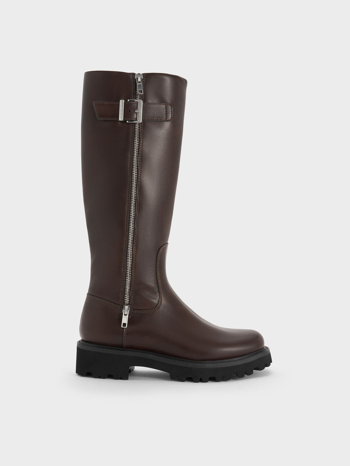 CHARLES & KEITH Value | Lyndon Buckled Knee-High Boots - Dark Brown