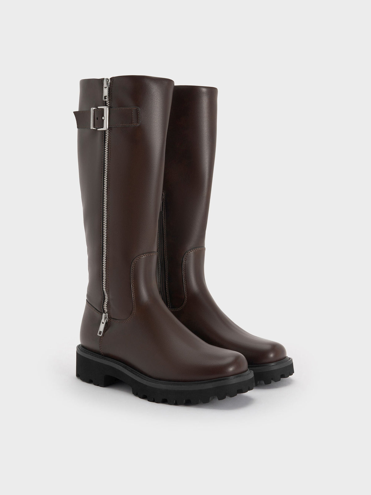 CHARLES & KEITH Value | Lyndon Buckled Knee-High Boots - Dark Brown