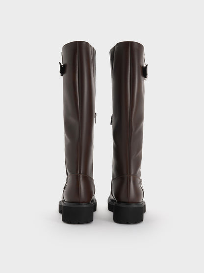 CHARLES & KEITH Value | Lyndon Buckled Knee-High Boots - Dark Brown