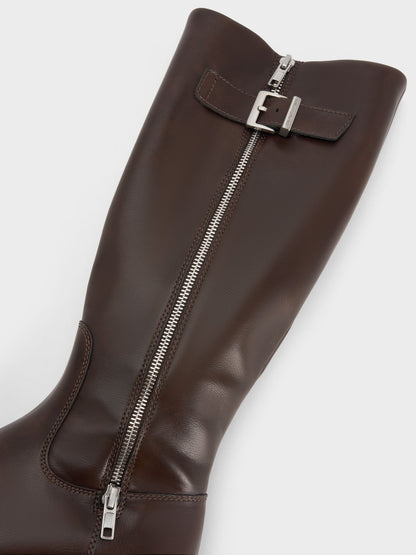 CHARLES & KEITH Value | Lyndon Buckled Knee-High Boots - Dark Brown
