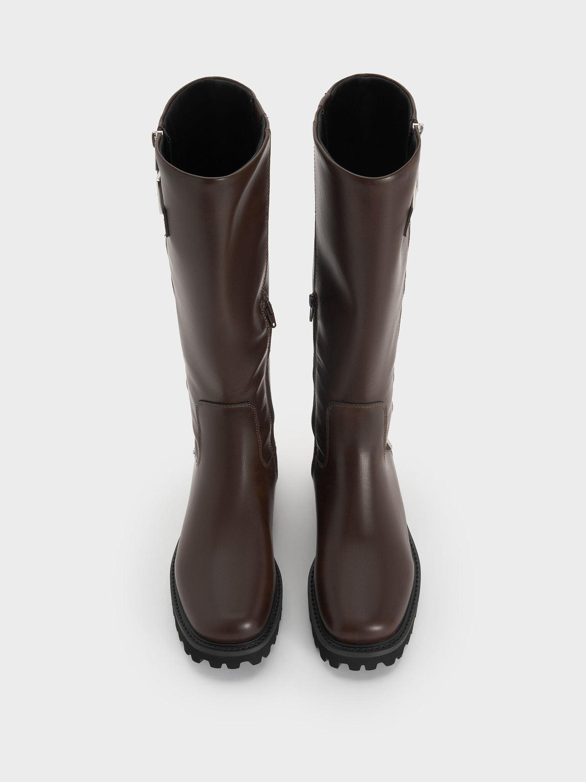 CHARLES & KEITH Value | Lyndon Buckled Knee-High Boots - Dark Brown