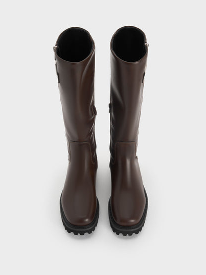 CHARLES & KEITH Value | Lyndon Buckled Knee-High Boots - Dark Brown