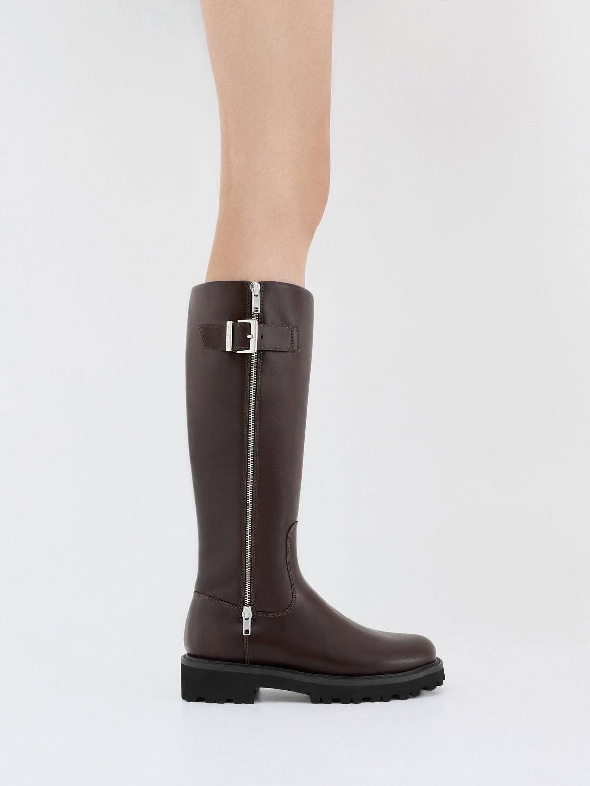 CHARLES & KEITH Value | Lyndon Buckled Knee-High Boots - Dark Brown