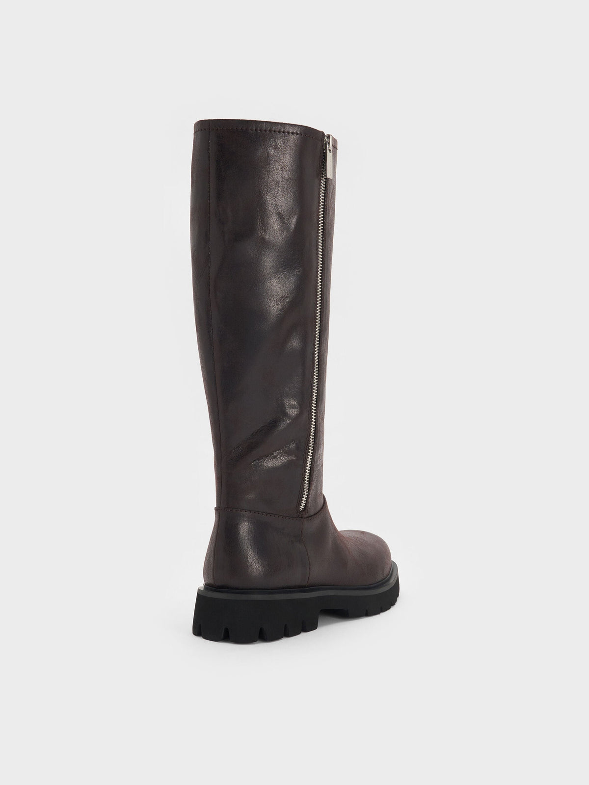 CHARLES & KEITH New | Rosamond Knee-High Boots - Dark Brown Textured