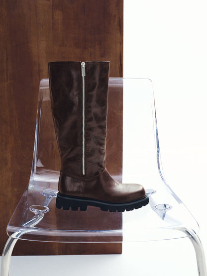 CHARLES & KEITH New | Rosamond Knee-High Boots - Dark Brown Textured