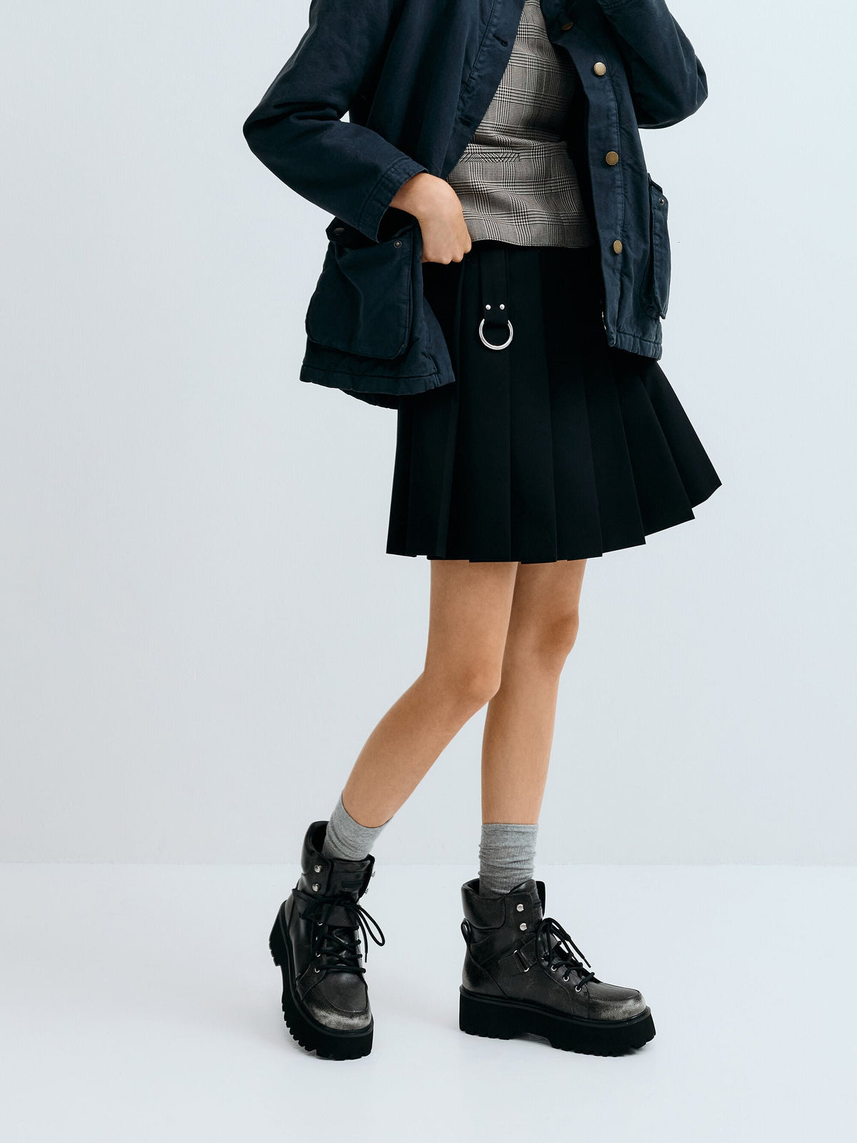 CHARLES & KEITH Signature | Eliot Platform Combat Boots - Grey