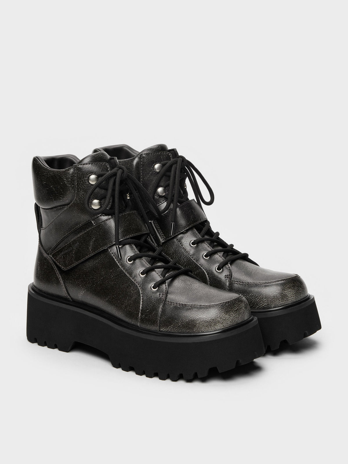 CHARLES & KEITH Signature | Eliot Platform Combat Boots - Grey