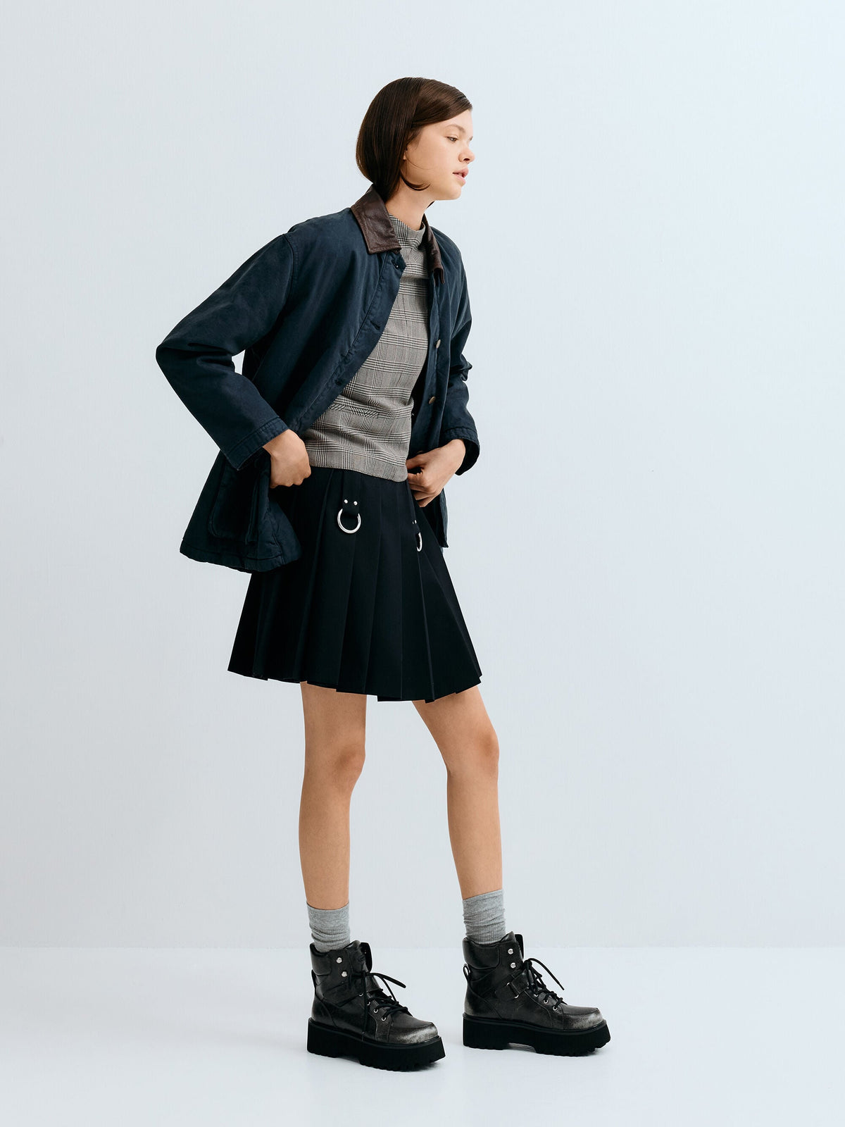 CHARLES & KEITH Signature | Eliot Platform Combat Boots - Grey