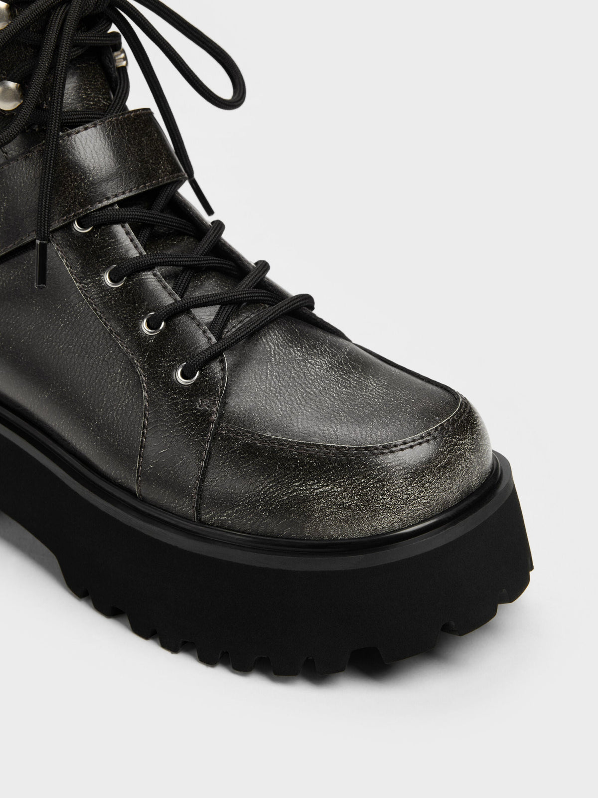 CHARLES & KEITH Signature | Eliot Platform Combat Boots - Grey