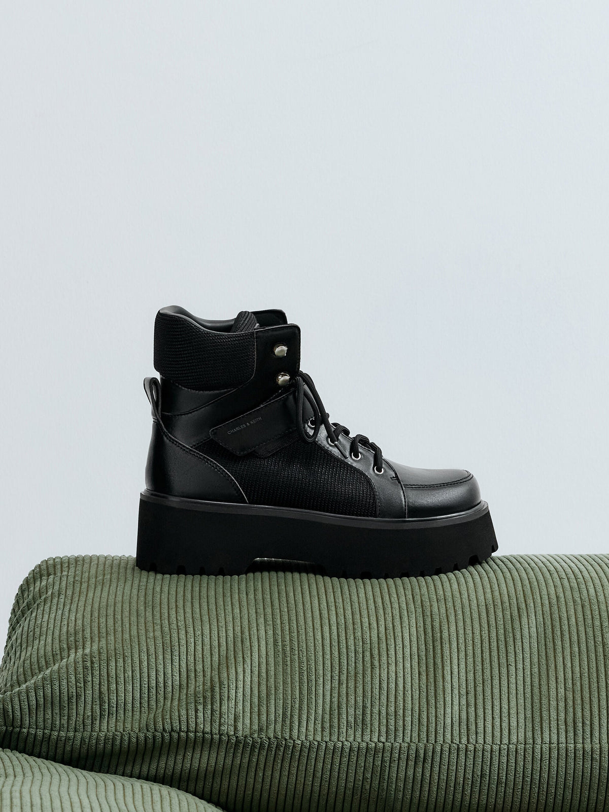 CHARLES & KEITH Signature | Eliot Platform Combat Boots - Grey
