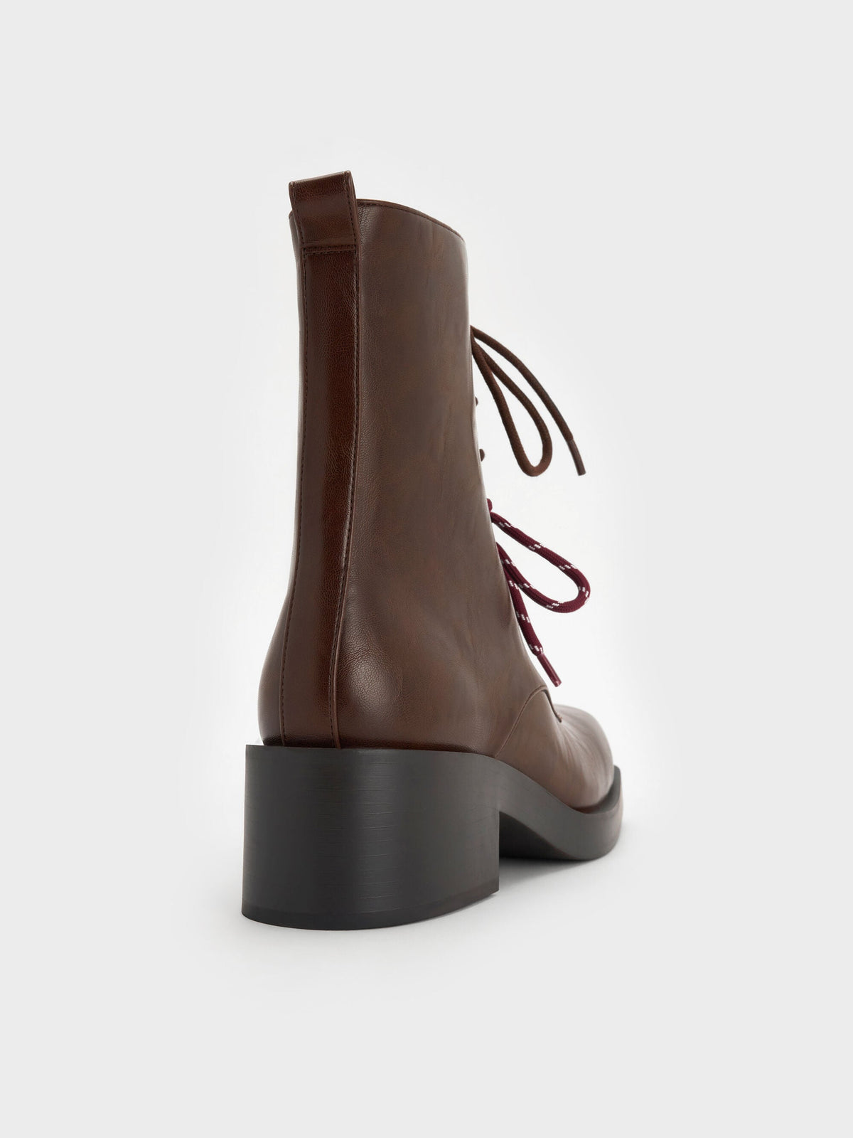 CHARLES & KEITH Quality | Logan Double-Lace Calf Boots - Dark Brown