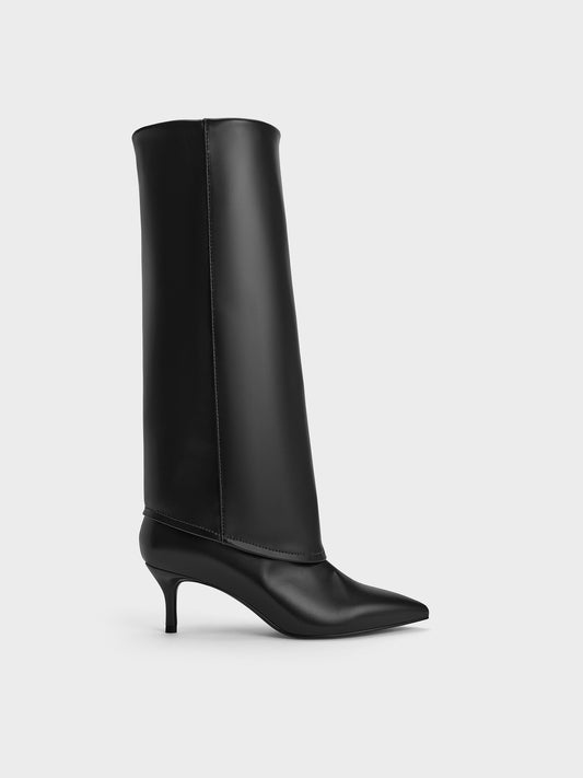CHARLES & KEITH Trending | Pointed Stiletto Knee-High Boots - Black