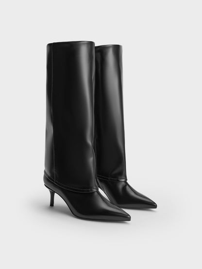 CHARLES & KEITH Trending | Pointed Stiletto Knee-High Boots - Black