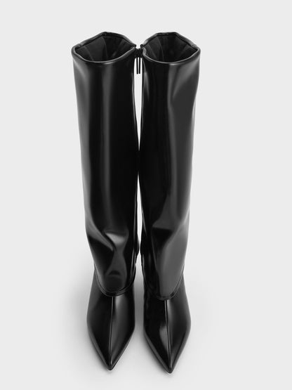 CHARLES & KEITH Trending | Pointed Stiletto Knee-High Boots - Black
