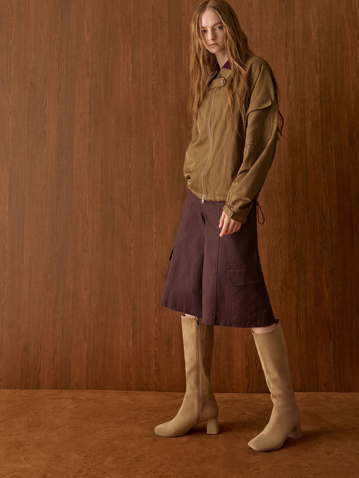 CHARLES & KEITH Customer Favorite | Faux Suede Square-Toe Knee-High Boots - Sand