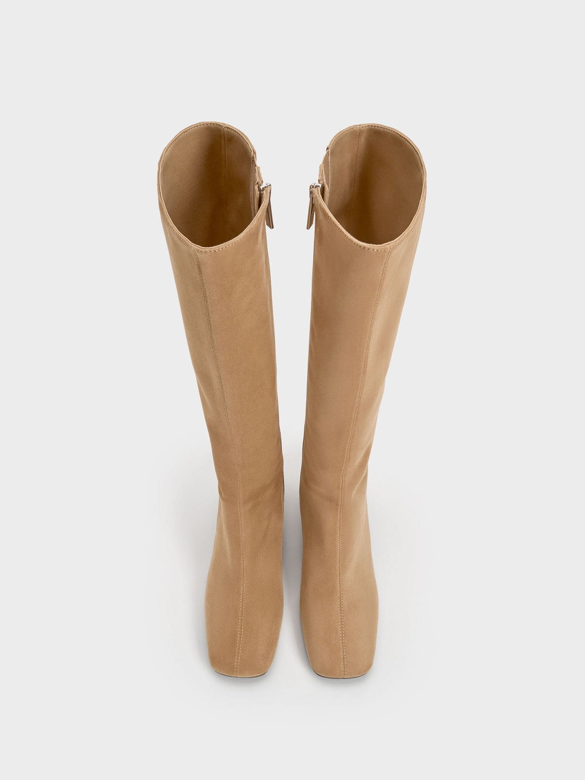CHARLES & KEITH Customer Favorite | Faux Suede Square-Toe Knee-High Boots - Sand