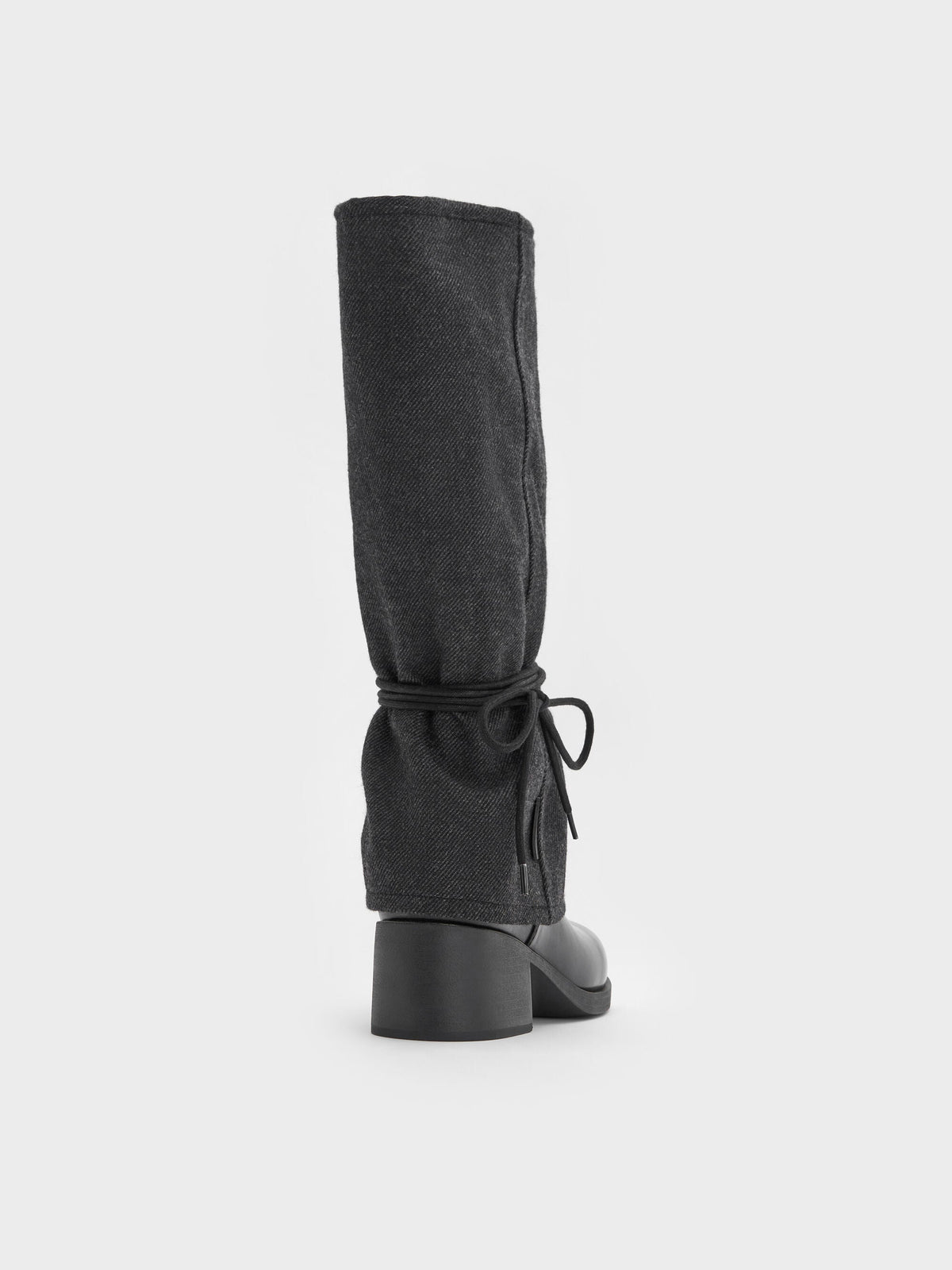 CHARLES & KEITH Exclusive | Felt Tie-Around Knee-High Boots - Dark Grey