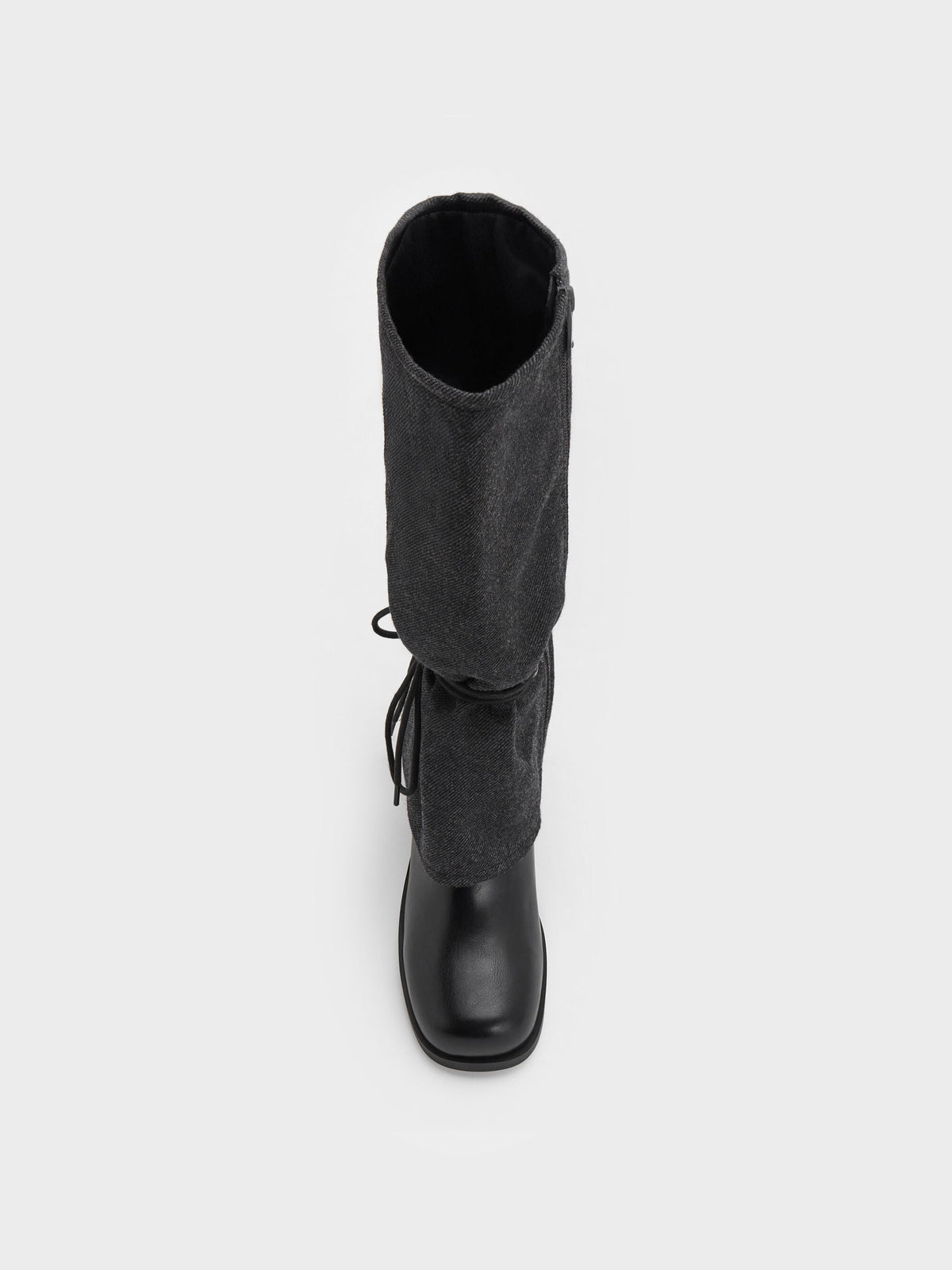 CHARLES & KEITH Exclusive | Felt Tie-Around Knee-High Boots - Dark Grey