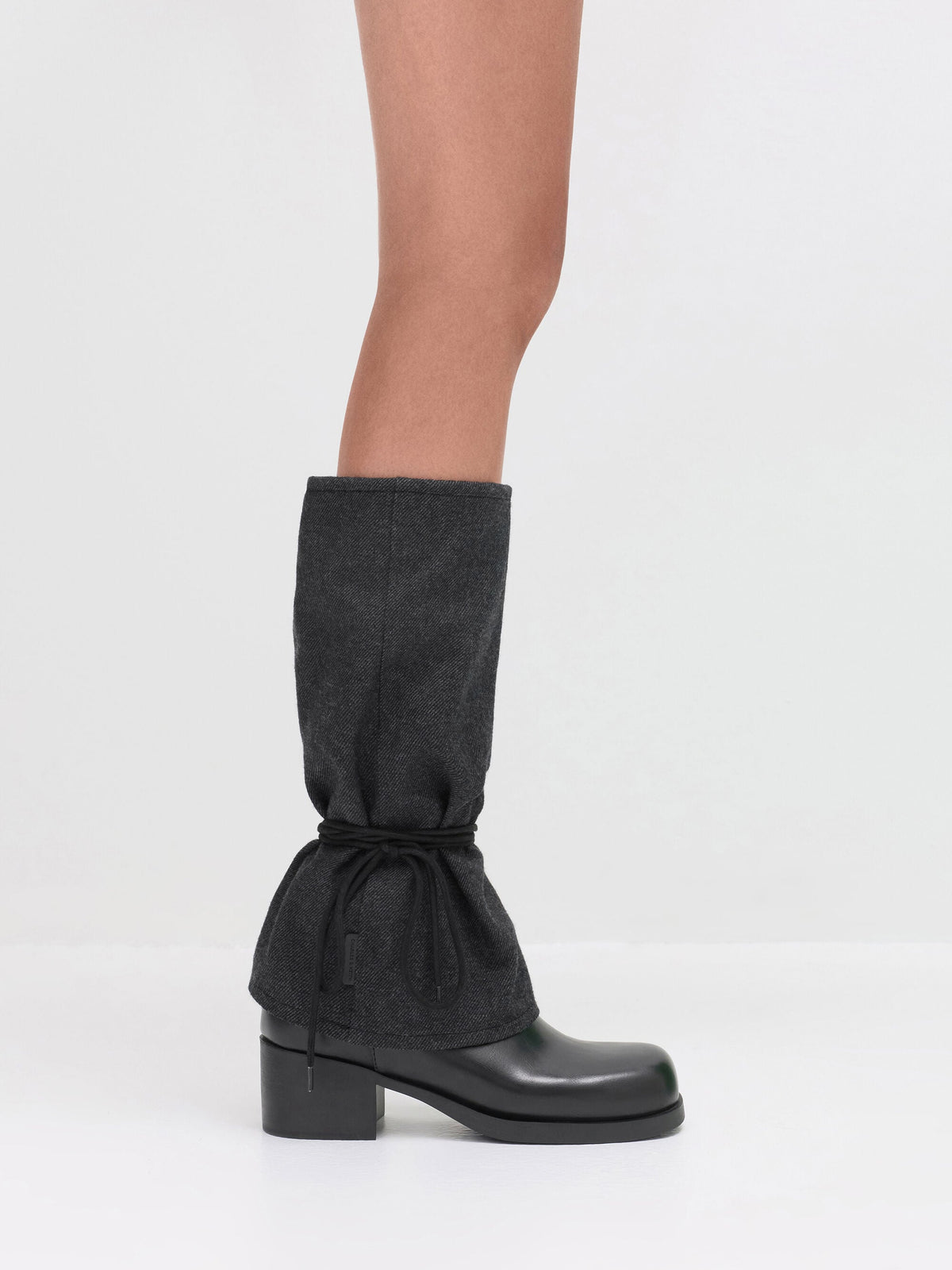 CHARLES & KEITH Exclusive | Felt Tie-Around Knee-High Boots - Dark Grey
