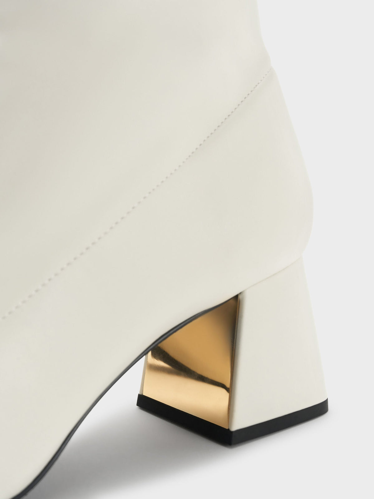 CHARLES & KEITH Quality | Jully Metallic Trapeze Heel Ankle Boots - Chalk