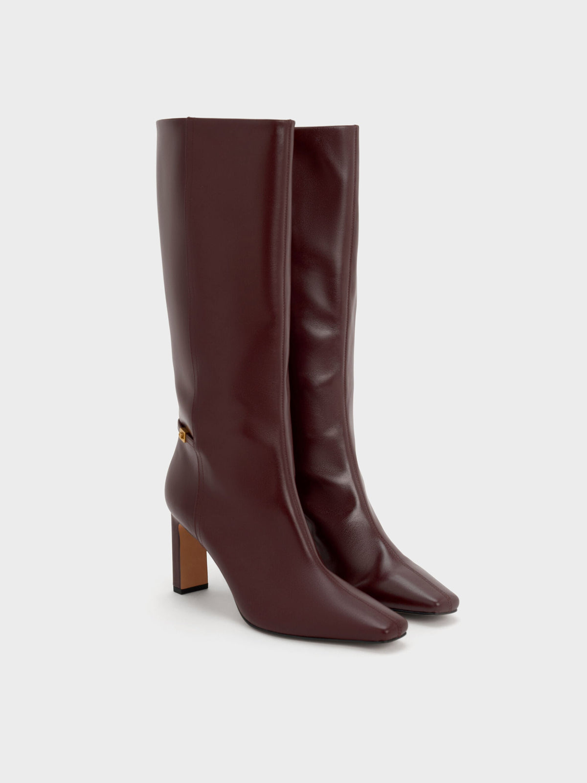 CHARLES & KEITH Featured | Georgina Leather Knee-High Boots - Burgundy