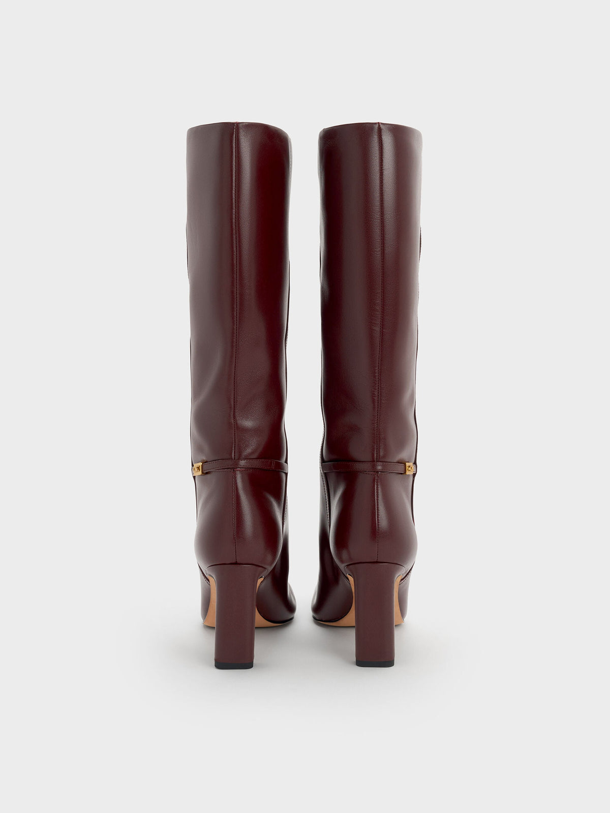 CHARLES & KEITH Featured | Georgina Leather Knee-High Boots - Burgundy