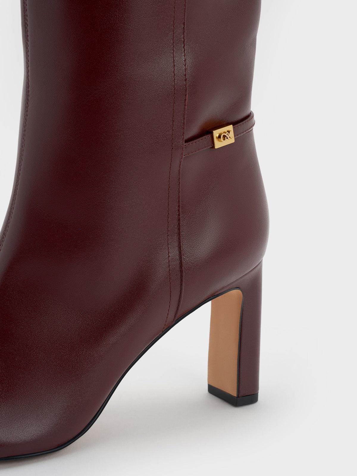 CHARLES & KEITH Featured | Georgina Leather Knee-High Boots - Burgundy